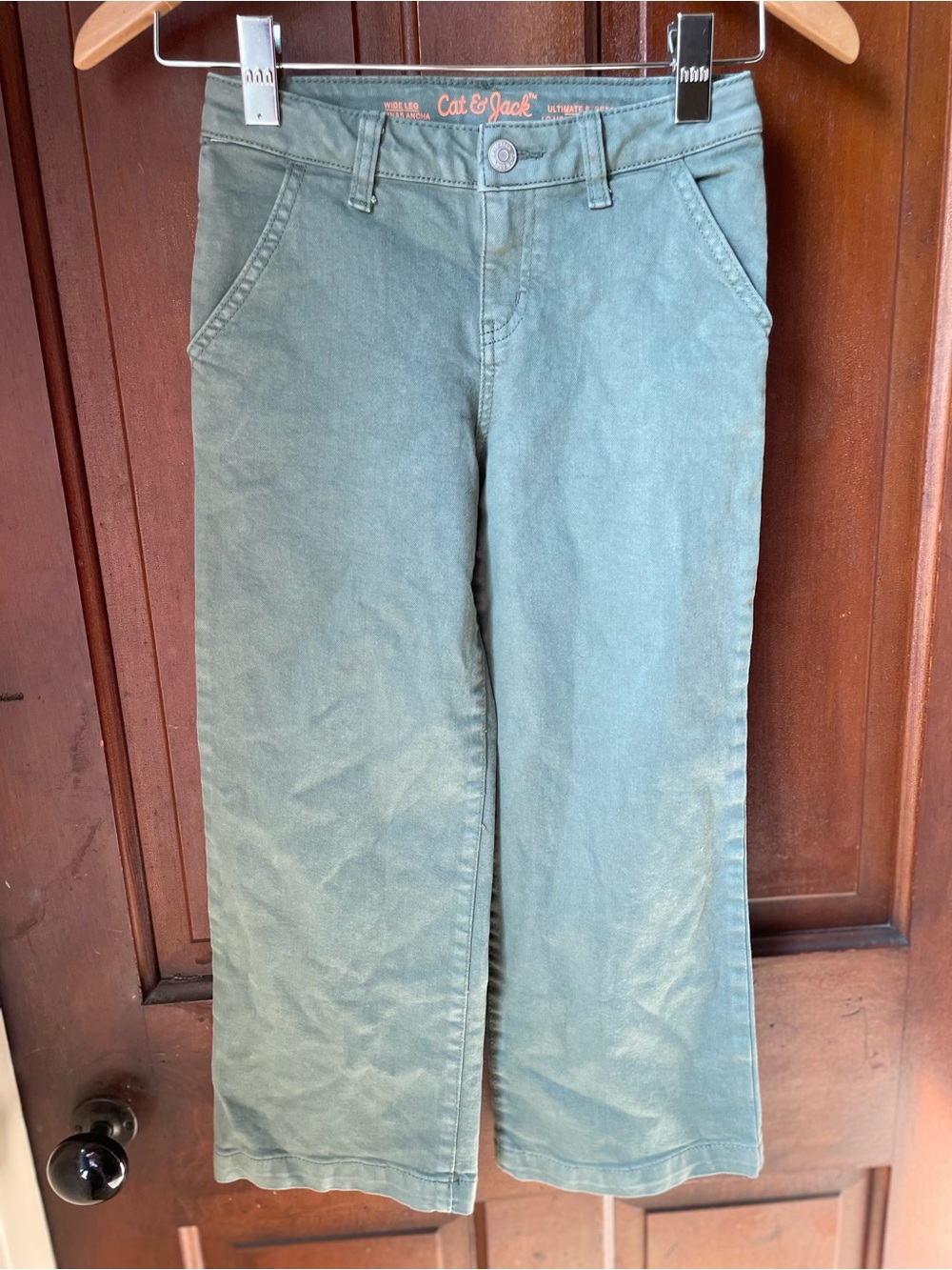 Cat & Jack girls size 7 green wide leg jeans
